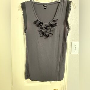 Ann Taylor Gray Sleeveless Blouse with Ruffle Detail
